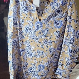 Paisley Print Men's Shirt - Blue and Beige
